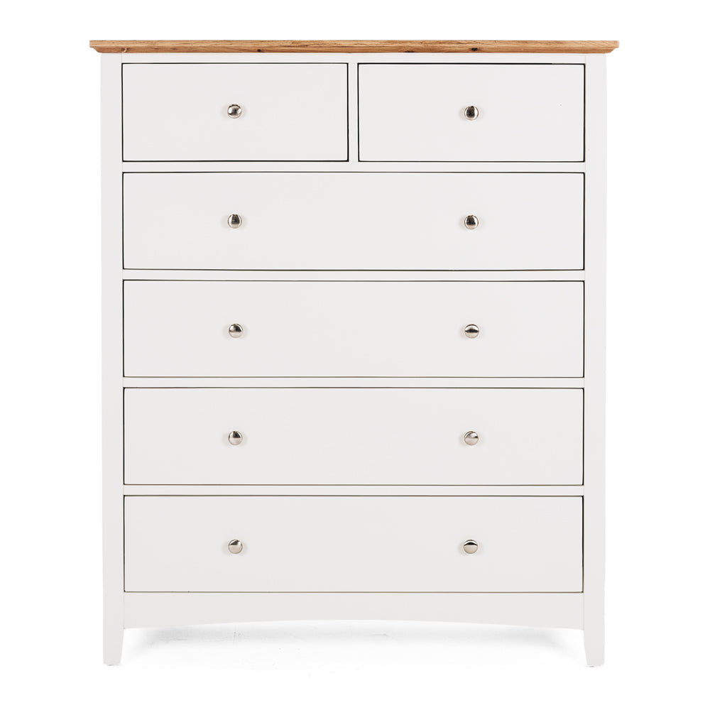 Jessica 6 Drawer Chest with Oak top
