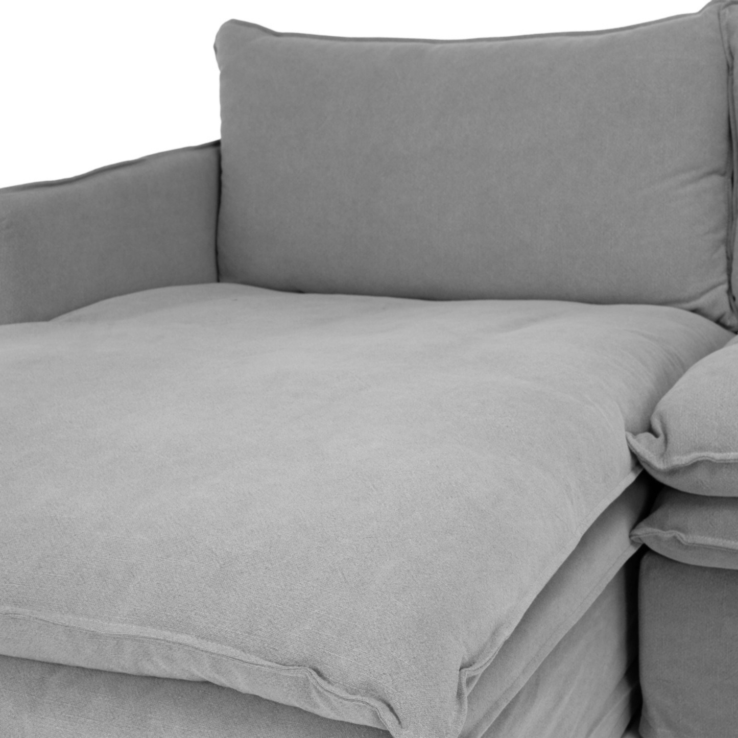 HAMILTON 3 Seater Chaise Slipcover Sofa - Cement