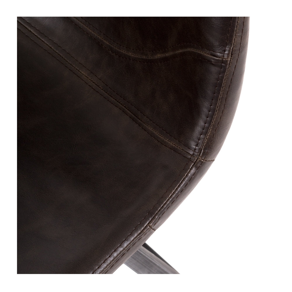 Rustic Barstool Dark Brown PU Close Up