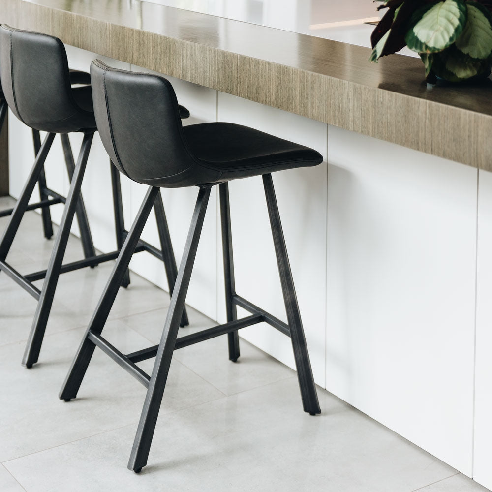 Rustic Barstool Grey PU Accent