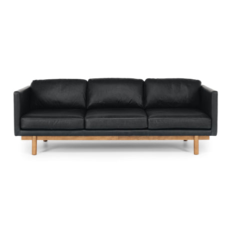 Strada Leather 3 Seater Sofa Black