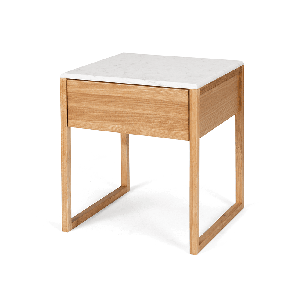 Avalon Natural Oak Bedside Table (Marble Top)