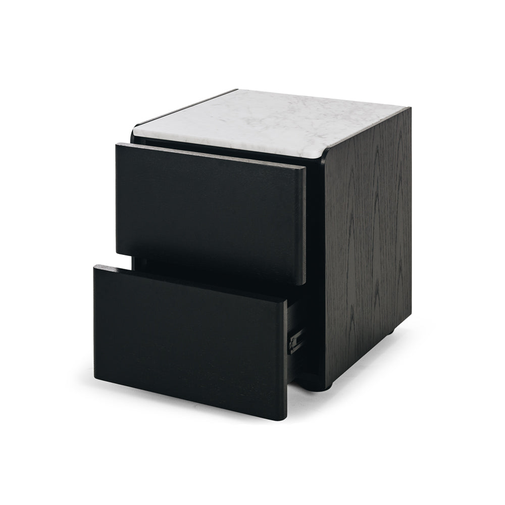 Cube Bedside Black Marble Top Open