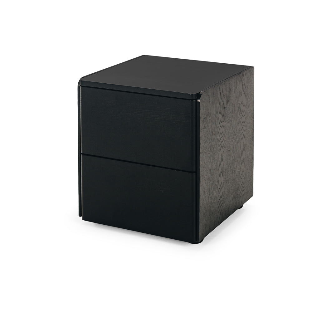 Cube Bedside Oak Black Angle