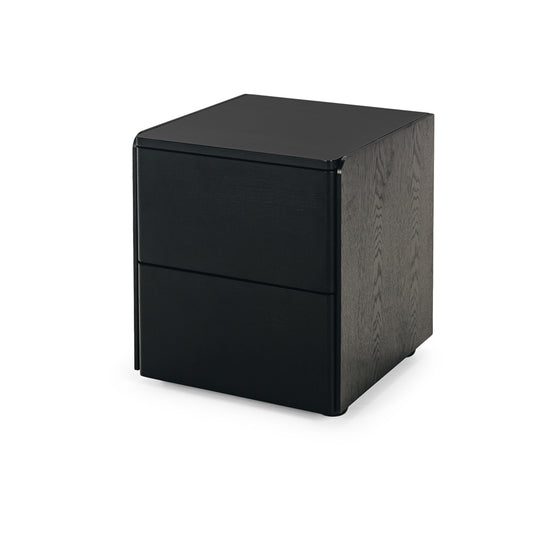 Cube Bedside Oak Black Angle