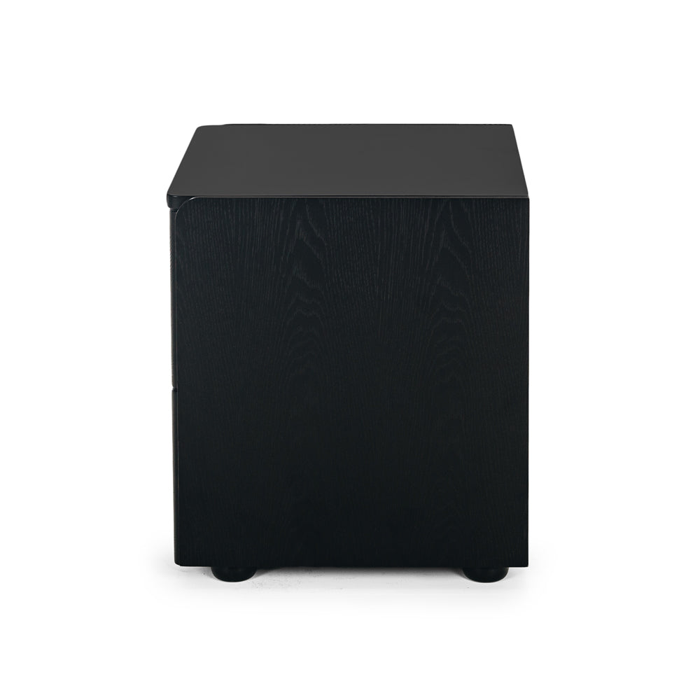 Cube Bedside Oak Black Side