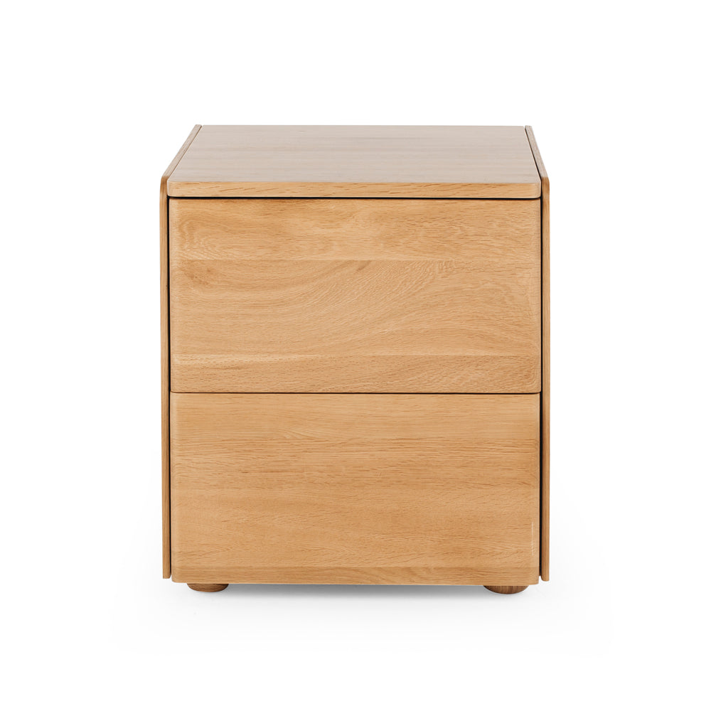 Cube Natural Oak Bedside Table 2drw (Oak Top)