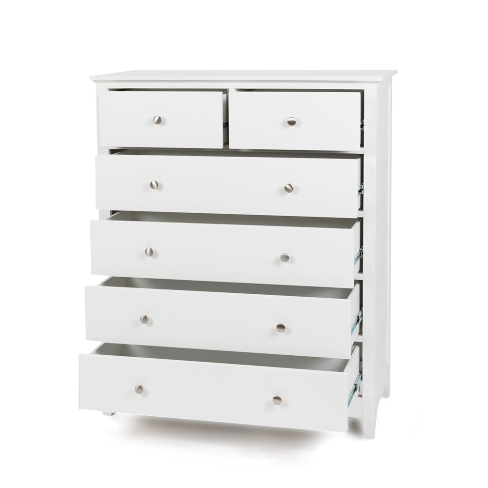 Jessica Tall Chest 6 Drawer open 