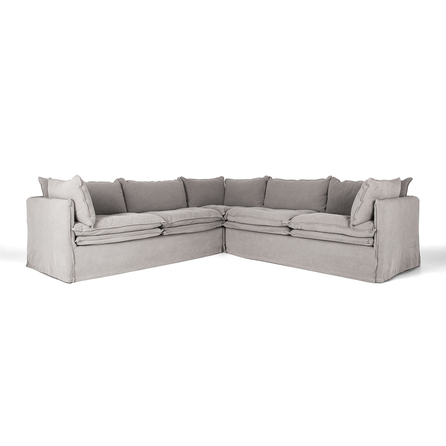 HAMILTON 5 Seater Cnr Slipcover Sofa - Cement