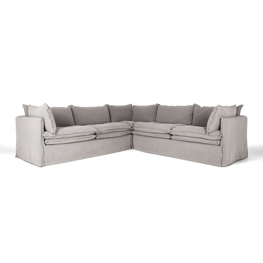 HAMILTON 5 Seater Cnr Slipcover Sofa - Cement