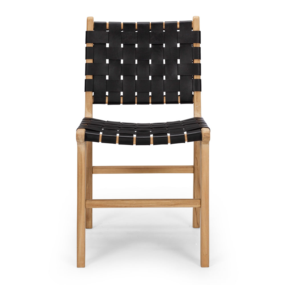 Indo Woven Dining Chair Black Front 