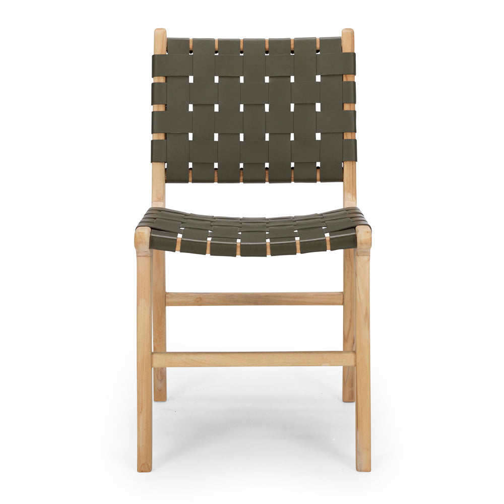 Indo Woven Dining Chair Olive Front 