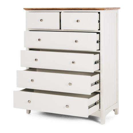 Jessica 6 Drawer Chest with Oak top