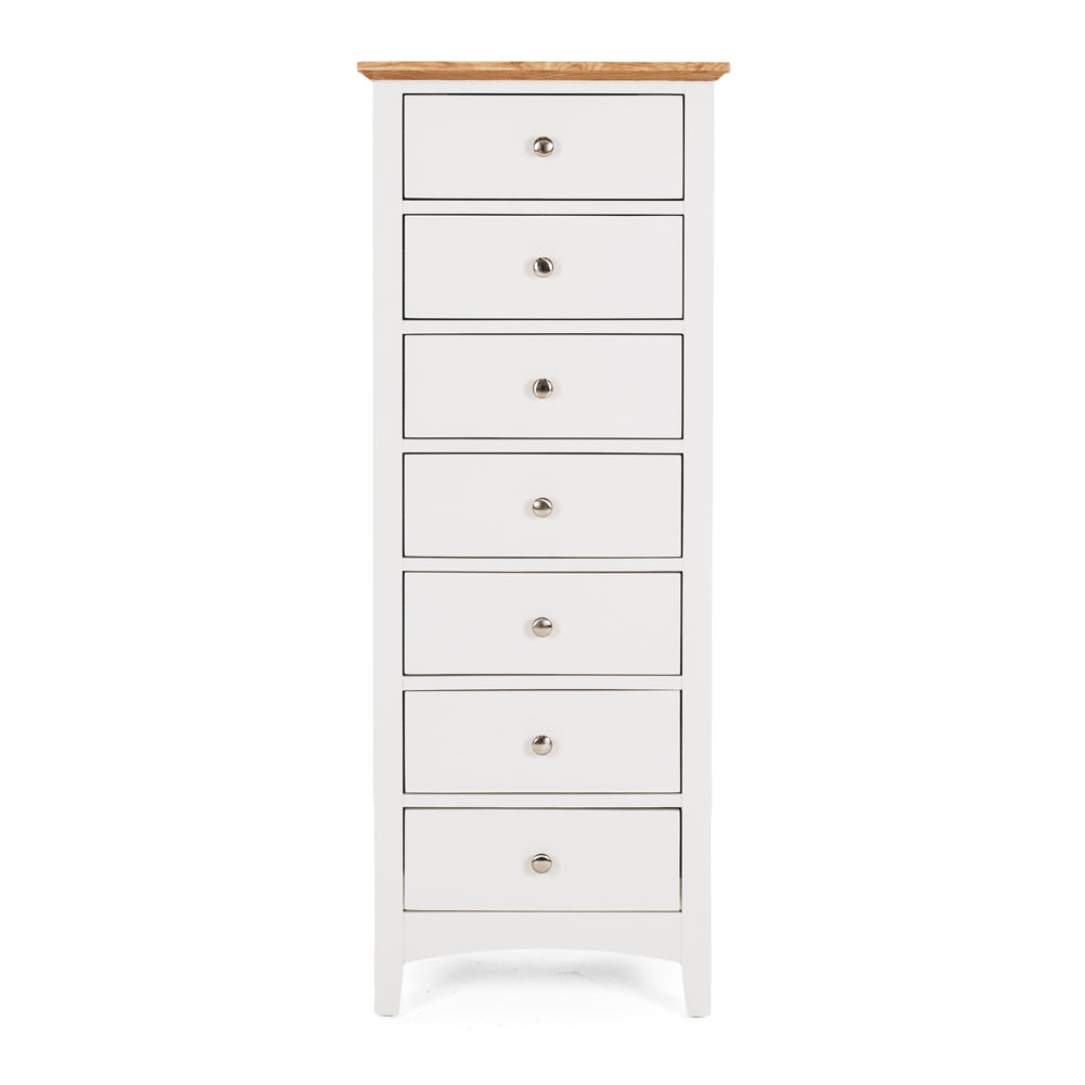 Jessica 7 Drawer Tallboy with Oak Top