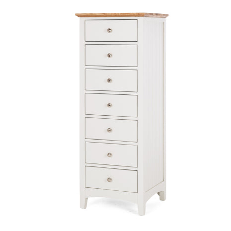 Jessica 7 Drawer Tallboy with Oak Top