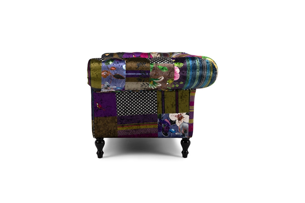 Patchwork 2 seater Loveseat Side View
