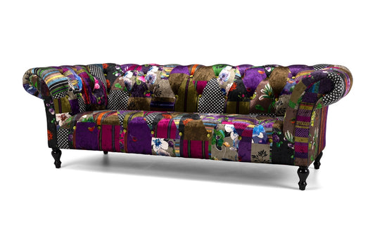 Chesterfield Patchwork 3 Seater Angle