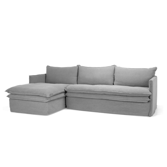 HAMILTON 3 Seater Chaise Slipcover Sofa - Cement
