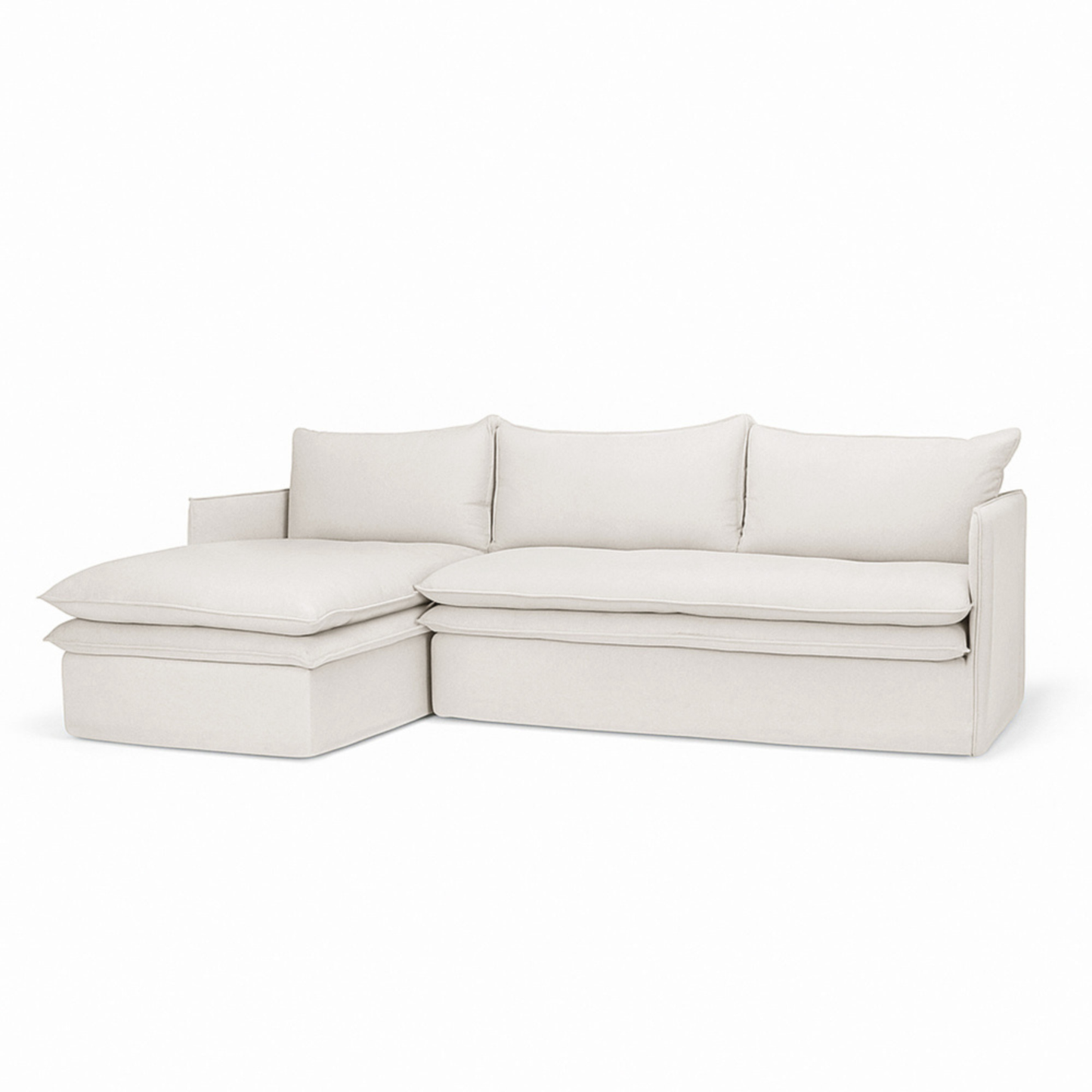 HAMILTON 3 Seater Chaise Slipcover Sofa - Oatmeal