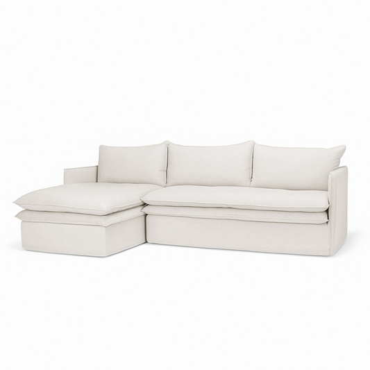HAMILTON 3 Seater Chaise Slipcover Sofa - Oatmeal
