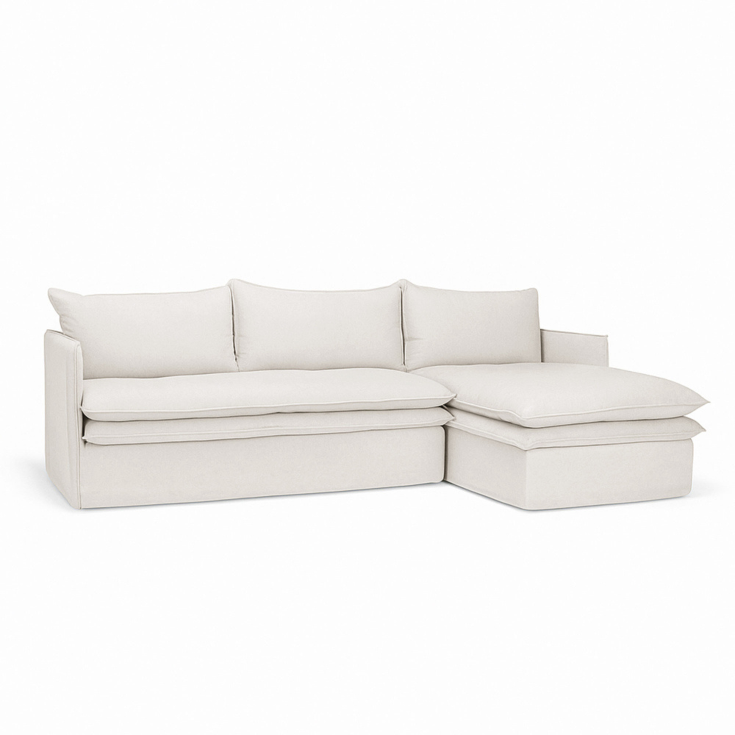 HAMILTON 3 Seater Chaise Slipcover Sofa - Oatmeal