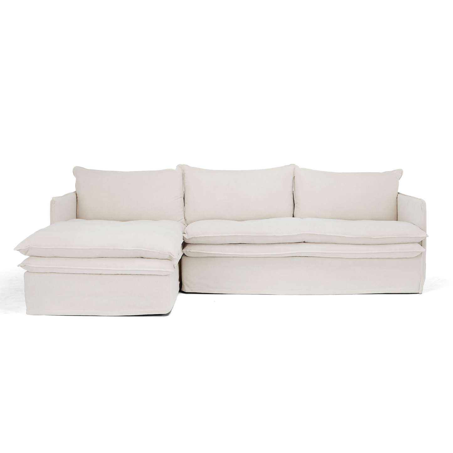 HAMILTON 3 Seater Chaise Slipcover Sofa - Oatmeal