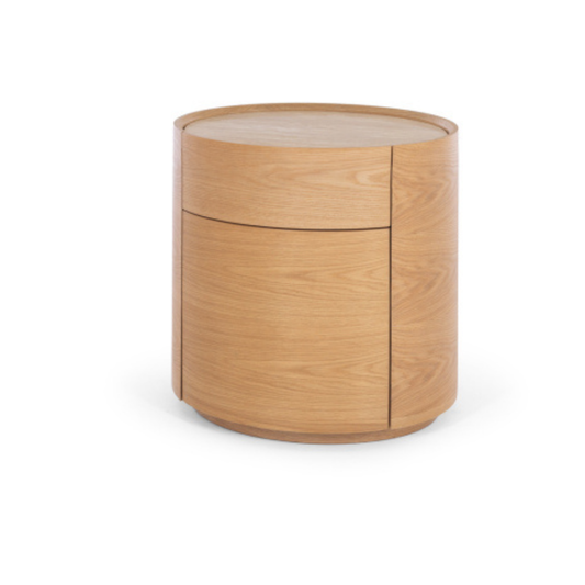 Muse Natural Oak Bedside 2drw (Travertine Top)