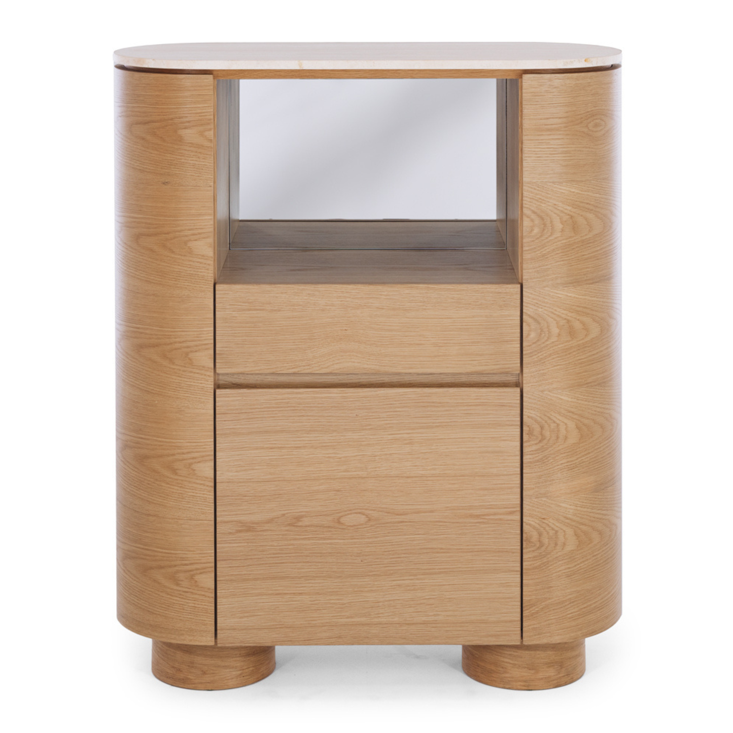 Akita Natural Oak Bar Cabinet (Travertine Top)