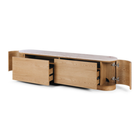 Akita Natural Oak Tv Stand (Turkish Rose Top)