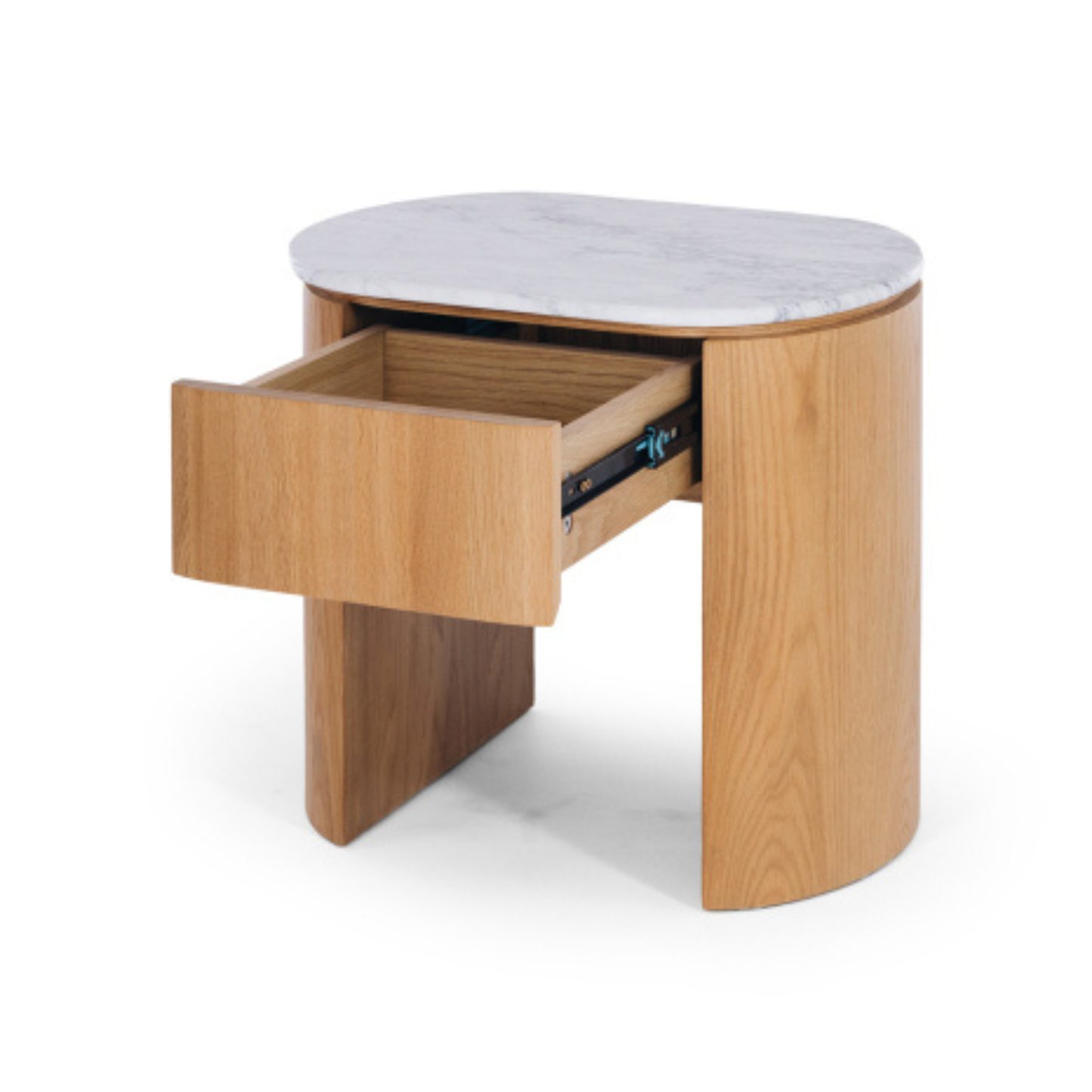 Clover Natural Oak Bedside 1drw (Marble Top)