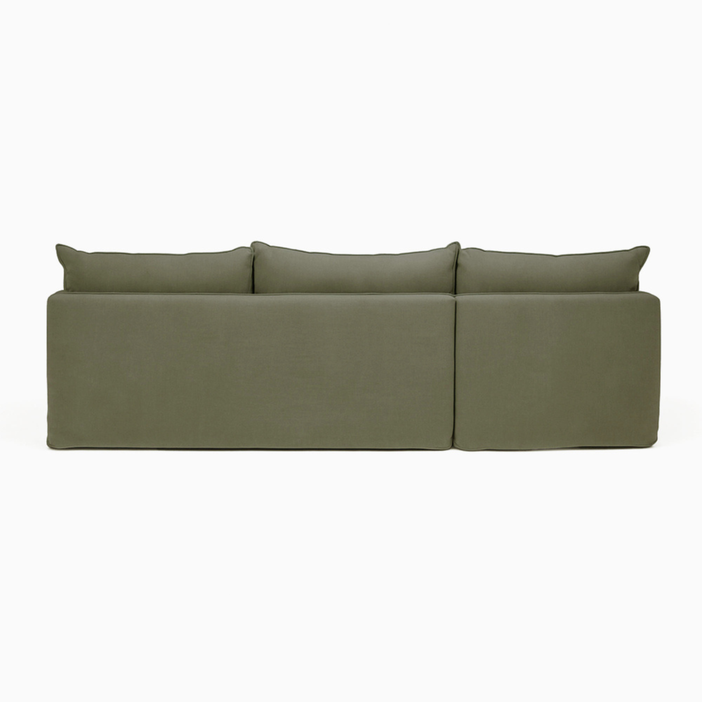 HAMILTON 3 Seater Chaise Slipcover Sofa - Khaki