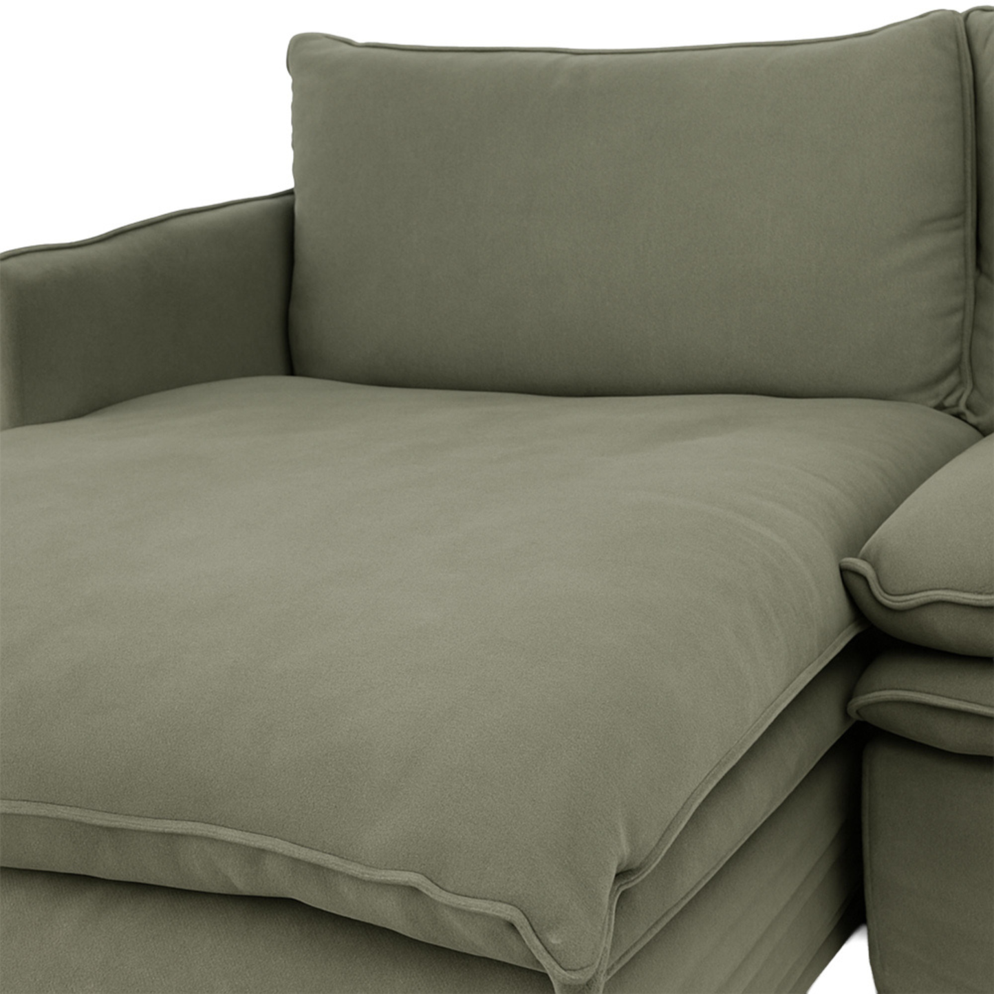 HAMILTON 3 Seater Chaise Slipcover Sofa - Khaki