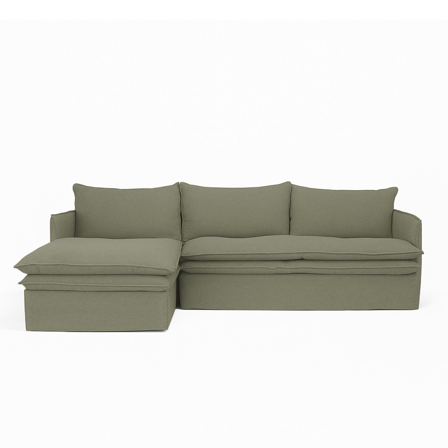 HAMILTON 3 Seater Chaise Slipcover Sofa - Khaki