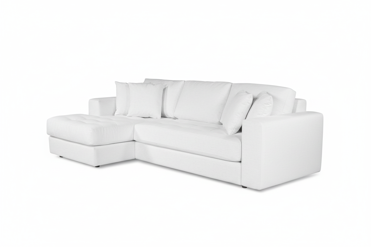 Hugo 3 Seater Chaise - Speckle White