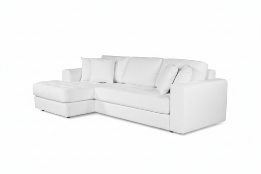 Hugo 3 Seater Chaise - Speckle White
