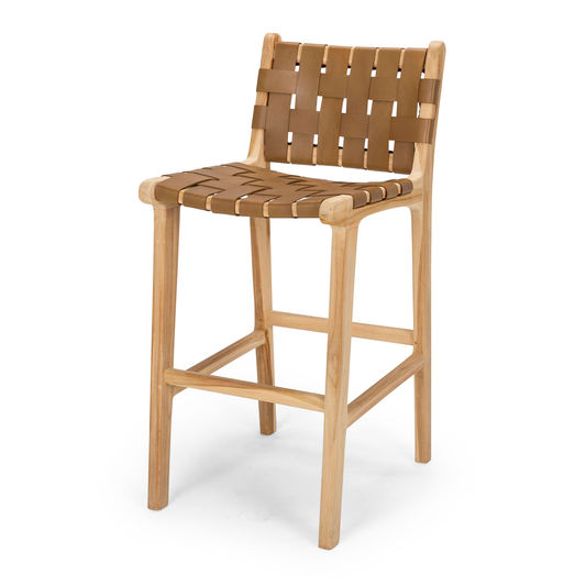 Indo Woven Highback Barstool Saddle