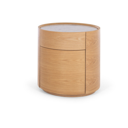 Muse Natural Oak Bedside 2drw (Marble Top)