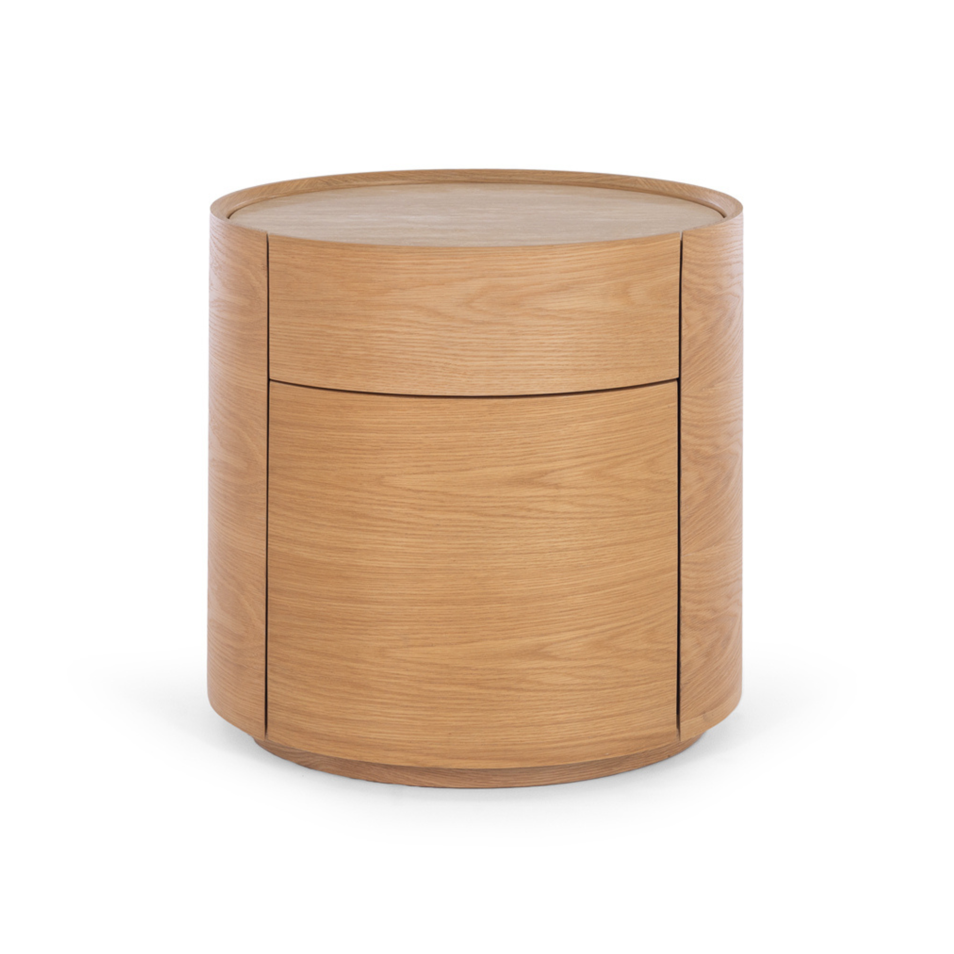 Muse Natural Oak Bedside 2drw (Travertine Top)