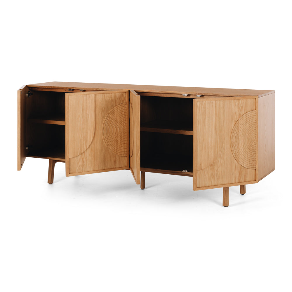 ARC Sideboard (Natural Oak) Doors Open