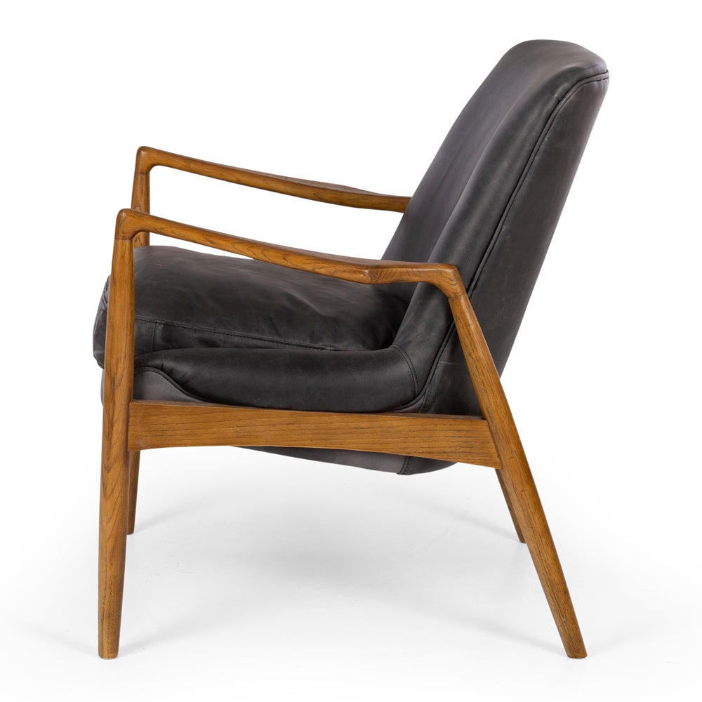 Steiner Armchair Black Wax Leather Side On 
