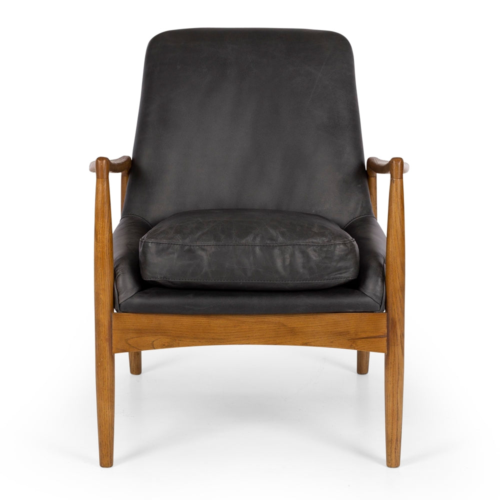 Steiner Armchair Black Wax Leather Front On 