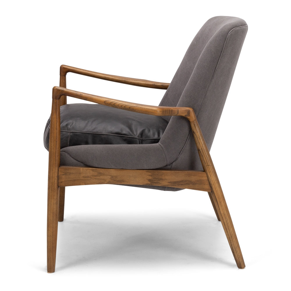 Steiner Armchair Canvas Charcoal Side On 