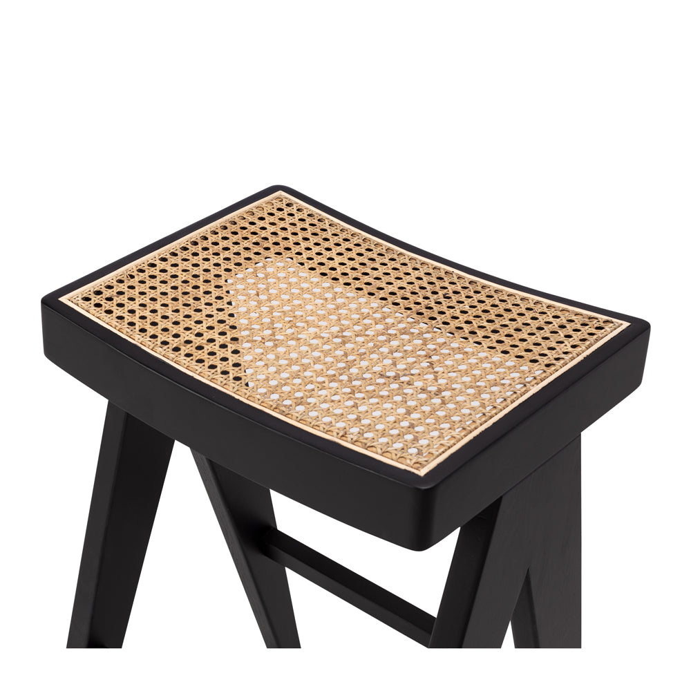 Palma Barstool Black with Rattan Seat Seat