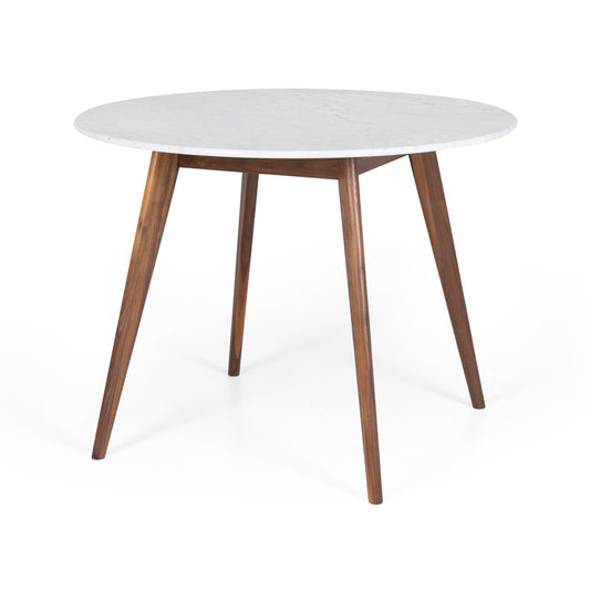 Radius 1m round Marble Dining Table Walnut Leg
