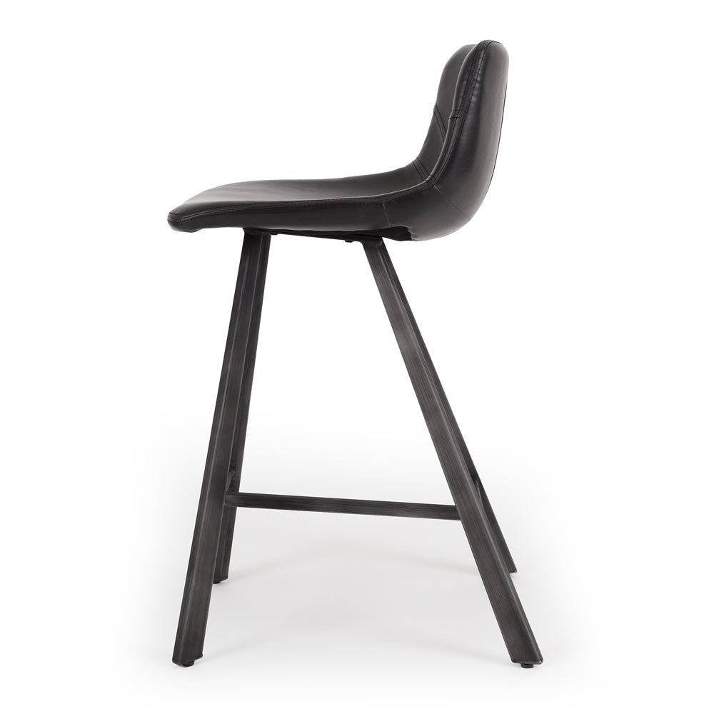 Rustic Barstool Black PU Side