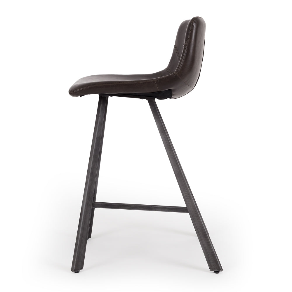 Rustic Barstool Dark Brown PU Side