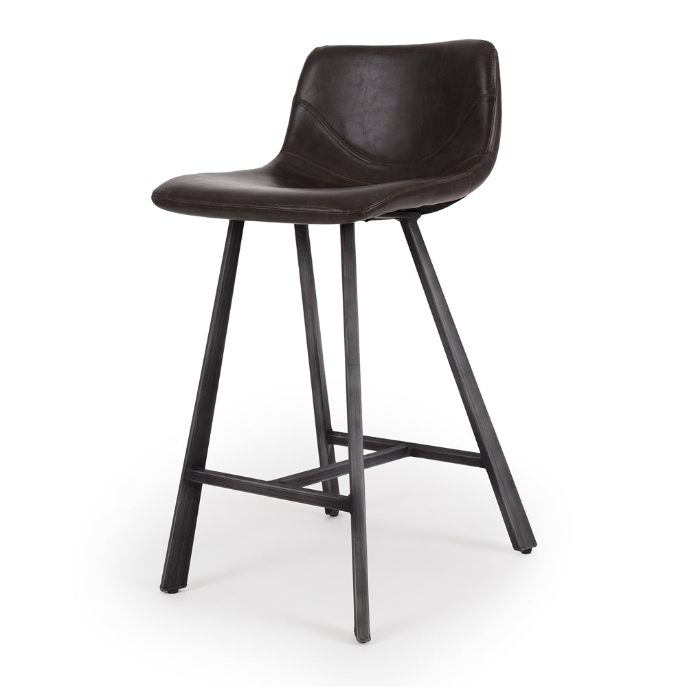 Rustic Barstool Dark Brown PU