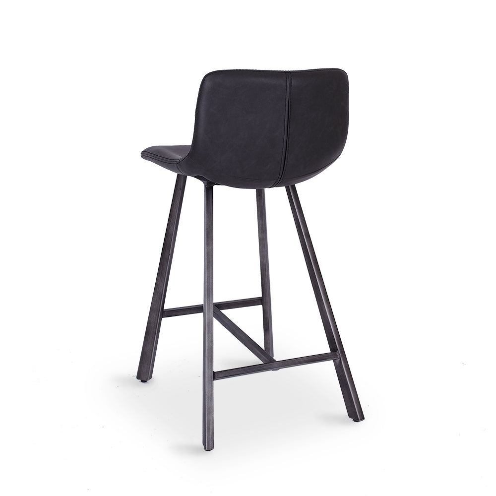 Rustic Barstool Grey PU Back 