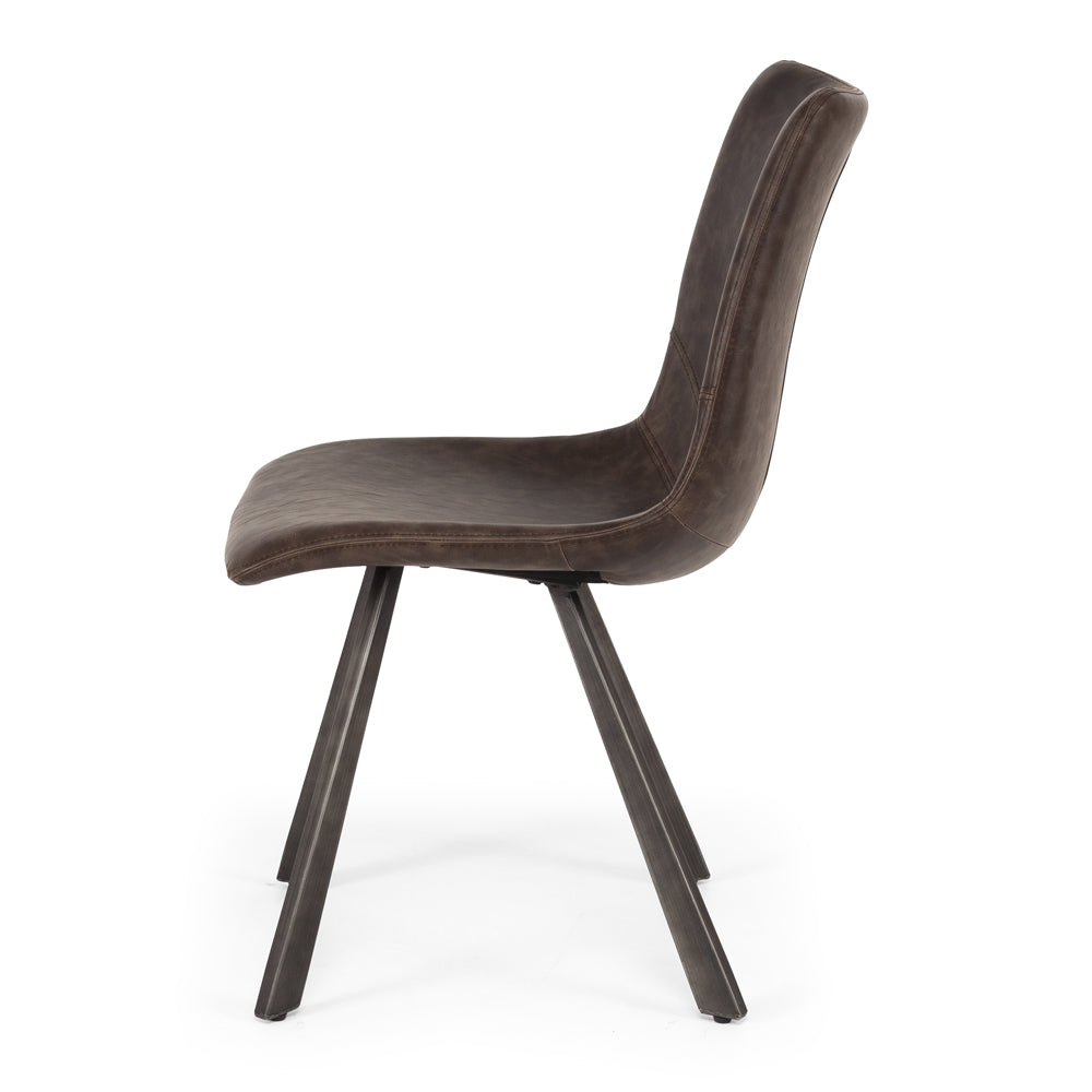 Rustic Dining Chair Dark Brown Side On 