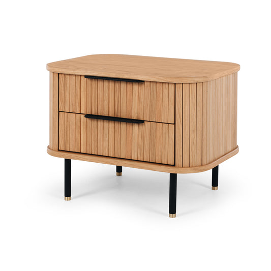 Anders Bedside Natural Oak 2 drawer side on 